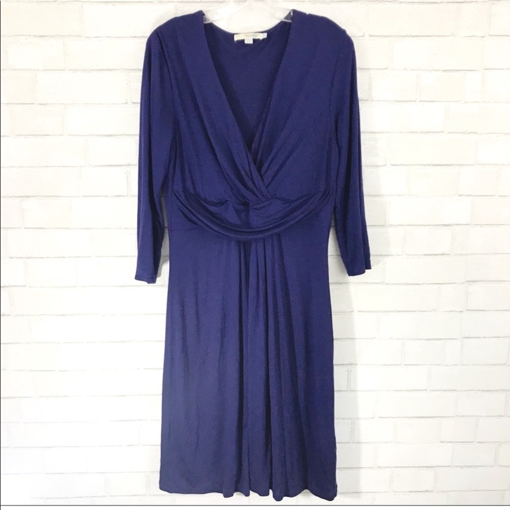 Boden purple ruched front jersey knit dress